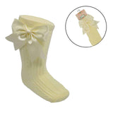 Soft Touch Girls Lemon Bow Knee Socks