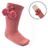 Soft Touch Elegance Deep Pink Pom Pom Socks