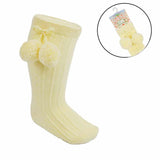 Soft Touch - Girls Pom Knee Socks Lemon