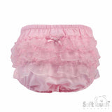 Spotty Lace And Bow Frilly Knicker Pants - Pink