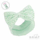 Soft Touch Baby Girls Broaderie Anglaise Headband with Matching Bow - Green