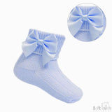 Soft Touch Girls Ankle Socks With Bow - Blue