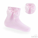 Soft Touch Girls Ankle Socks With Bow - Pink