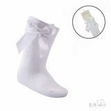 Soft Touch Girls Cotton Bow Knee Socks - White