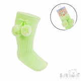 Soft Touch Unisex Green Pom Pom Knee Socks