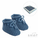 Soft Touch Baby Knitted Booties - Dusky Blue