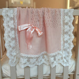 Luxury Handmade Baby Pink Lace Muslin Square – Baby Burp Cloth UK