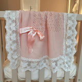 Luxury Handmade Baby Pink Lace Muslin Square – Baby Burp Cloth UK