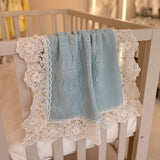 Luxury Handmade Green Lace Muslin Square – Baby Burp Cloth UK