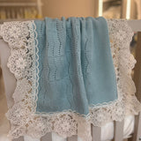 Luxury Handmade Green Lace Muslin Square – Baby Burp Cloth UK