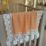 Luxury Handmade Orange Lace Muslin Square – Baby Burp Cloth UK
