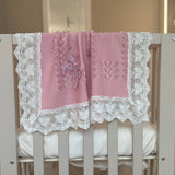 Luxury Handmade Pink Lace Muslin Square – Baby Burp Cloth UK