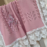 Luxury Handmade Pink Lace Muslin Square – Baby Burp Cloth UK