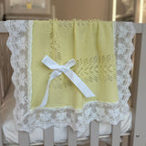 Luxury Handmade Lemon Lace Muslin Square – Baby Burp Cloth UK
