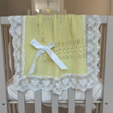 Luxury Handmade Lemon Lace Muslin Square – Baby Burp Cloth UK