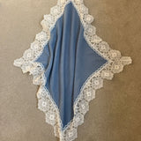 Luxury Handmade Blue Lace Muslin Square – Baby Burp Cloth UK