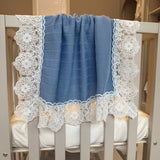 Luxury Handmade Blue Lace Muslin Square – Baby Burp Cloth UK