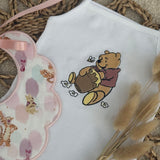 Personalised Winnie Baby Vest & Handmade Bib Set – Luxury Baby Girl Outfit