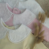 Luxury Lemon Baby Sleepsuit with Broderie Anglaise Collar