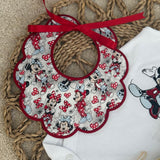 Personalised Minnie & Micky Baby Vest & Handmade Bib Set – Luxury Baby Girl Outfit