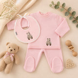 Luxury Pink Teddy Bear Baby Sleepsuit & Bib Gift Set