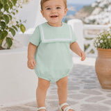 Mint Green Boys Sailor Bubble Romper