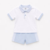 Baby Blue Boys Personalised Summer Polo & Shorts Set