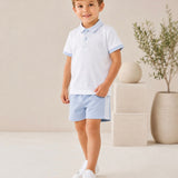 Baby Blue Boys Personalised Summer Polo & Shorts Set