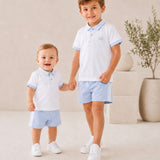 Baby Blue Boys Personalised Summer Polo & Shorts Set