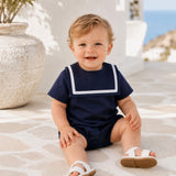 Navy Boys Sailor Bubble Romper