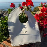 Cream Spanish Rose Bib With Cream Lace Trim
