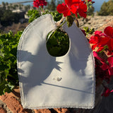 Cream Spanish Rose Bib With Cream Lace Trim