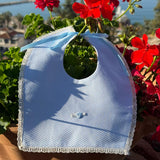 Baby Blue Spanish Rose Bib With Cream Lace Trim