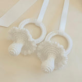 Handmade White Crochet Dummy Decoration with Satin Bow – Luxury Pram, Crib & Nursery Accessory (Copy)
