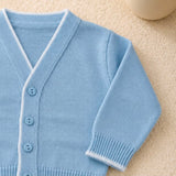 Personalised Spanish Knitted Baby Cardigan – Blue & White