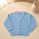 Personalised Spanish Knitted Baby Cardigan – Blue & White