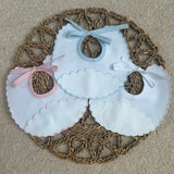 Personalised Scalloped Baby Bib – White, Pink or Blue