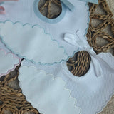 Personalised Scalloped Baby Bib – White, Pink or Blue