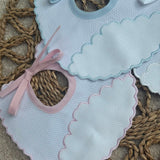 Personalised Scalloped Baby Bib – White, Pink or Blue