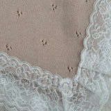Beige Cotton Baby Shawl with Soft White Lace Trim