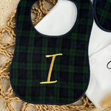 Balmoral Tartan Baby Boys Sleepsuit and Handmade Bib Set