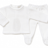 Dandelion Boys Knitted Diamond 2 Piece Legging Set - White