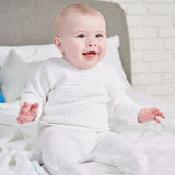 Dandelion Boys Knitted Diamond 2 Piece Legging Set - White