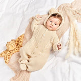 Dandelion Hooded Knitted Pramsuit - Beige