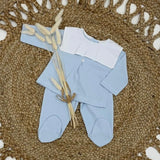 Baby Boys Cotton Bib Trouser Set - Blue