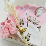 Little Brown Bear Baby Girl 3 Bear Gift Set - Pink Vest