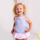 PERFECT LITTLE THING Girls Blue And Pink Frill Swimsuit