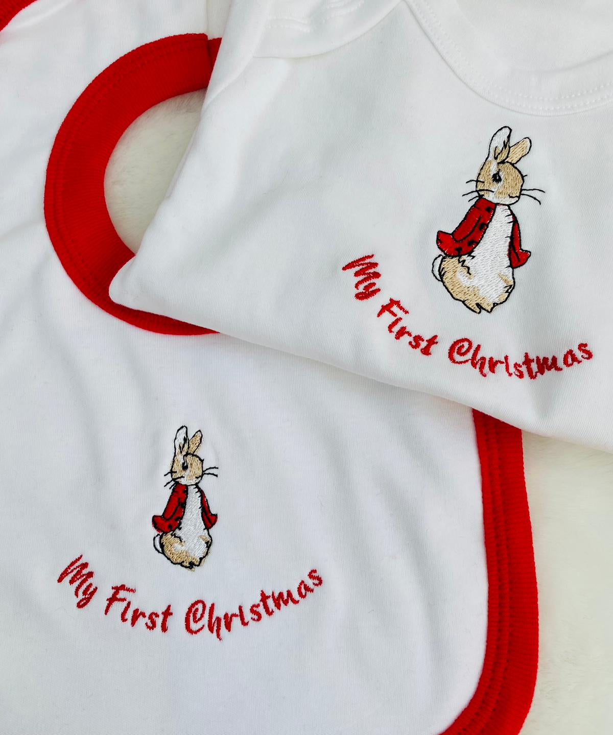 Peter Rabbit My First Christmas Baby Grow And Bib