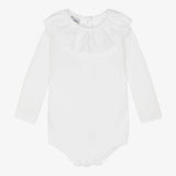 Babidu Girls White Big Frill Cotton Bodysuit