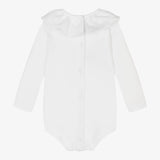 Babidu Girls White Big Frill Cotton Bodysuit